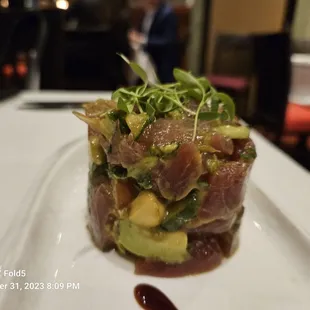 Big eye tuna poke with avocado