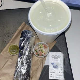 1 Lemonade $4-5 1 Guisada Taco $6-7  Price: $11:37