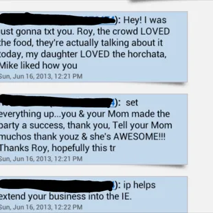 a text message from a customer