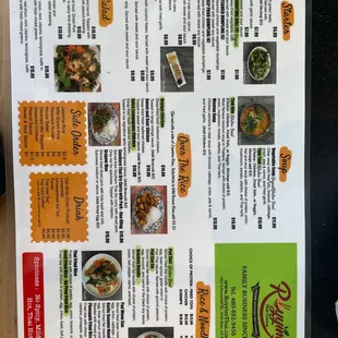 the menu for royyim thai cuisine