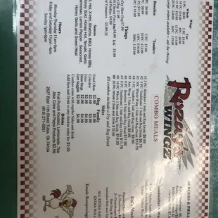 Menus. Updated with fish!!!