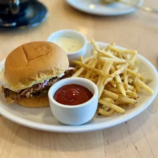 My favorite - crispy coriander chicken sandwich and fries