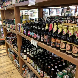 shelves of various types of wine