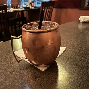 Sliced Apple Mule Captain Morgan sliced apple rum, lime juice, bitters, and ginger beer.