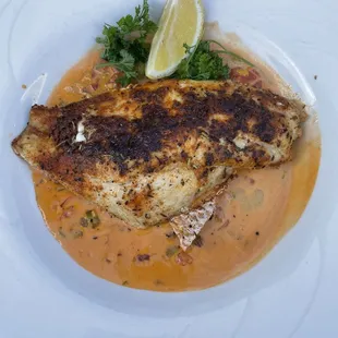 Special blackened snapper with this delicious bisque like sauce