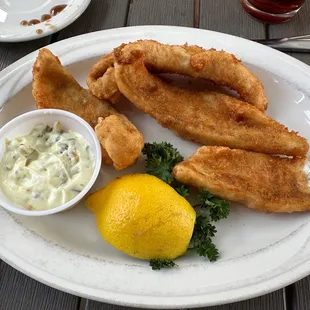 Perch tartar sauce lemon