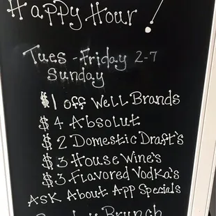 Happy hour details
