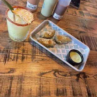 Fried Avacado and spicy pineapple margarita n it was fresh