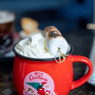 a hot chocolate with marshmallows