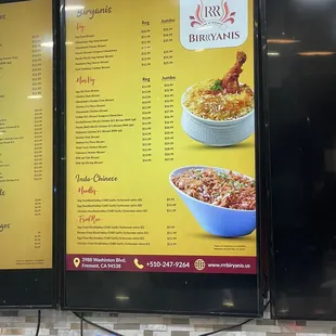a menu for a restaurant