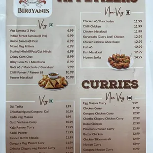 Appetizers and Curries