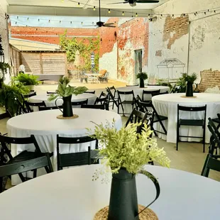 Our patio is partially covered and has an open area for events up to 72 guests.