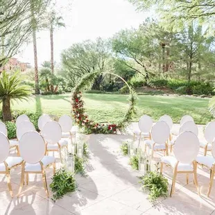 RSVP Party Rentals - Gold Circle Arch &amp; Bella Chairs