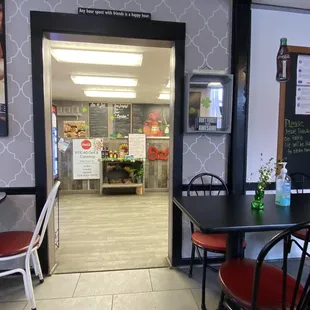 the entrance to the restaurant
