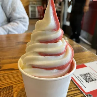 Sweet milk and strawberry (seasonal) swirl