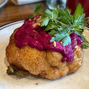 Cauliflower with beet sauce /my favorite! I don&apos;t think anyone can make this better.