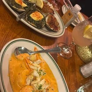 Jack Daniel's shrimp and Charbroiled oysters