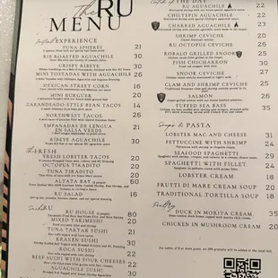menu