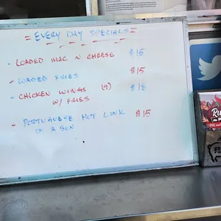 a whiteboard with a menu on it