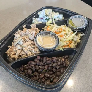 Platter with shredded chicken