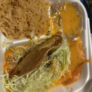 Number 1. Beef Taco and Cheese Enchilada Plate