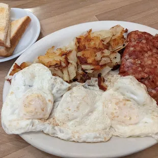 Corned beef hash and eggs - canned corned beef is my favorite corned beef