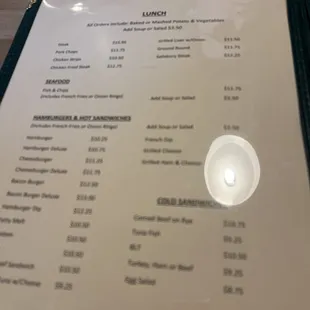 Their menu as of April 2nd, 2023