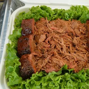 pulled pork and lettuce