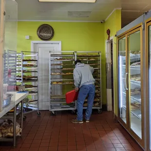 Inside, super fresh if you get here early.