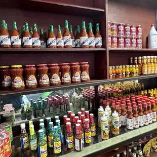a variety of sauces and condiments