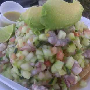 Shrimp ceviche tostada