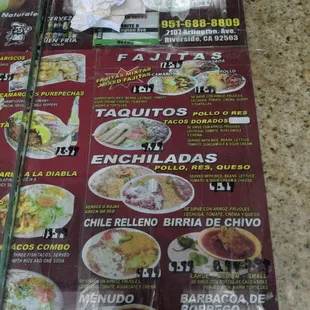 Menu prices