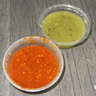Red and green salsa