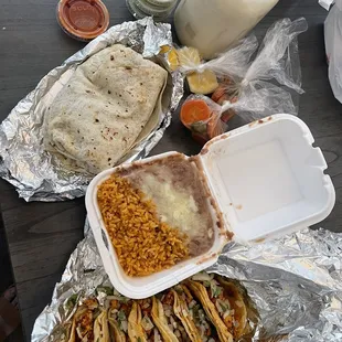 a table full of food