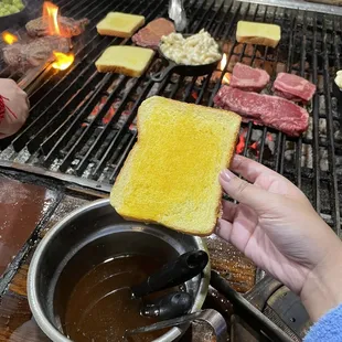 Texas Toast about to go on the grill...