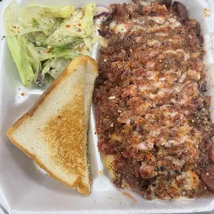 Bacon and hot link loaded potato