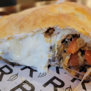 Veggie calzone work ground beef