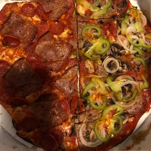 Large half combo half sausage and pepperoni