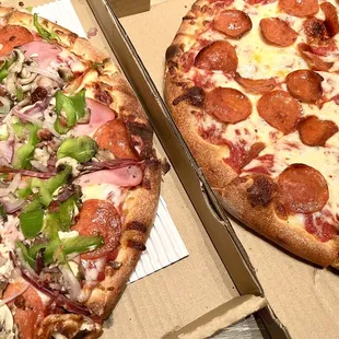 Rubino's Special (Left). Pepperoni (Right). Awesome pizzas at Rubino's.