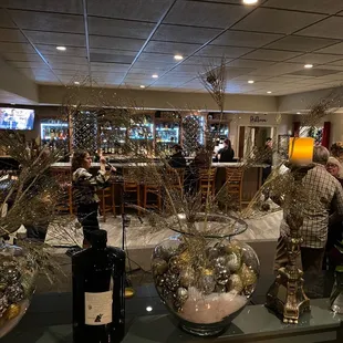 a large group of people in a restaurant