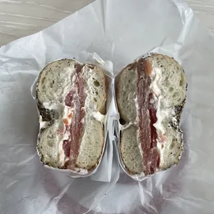 two halves of a sandwich