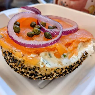 Open faced lox sandwich