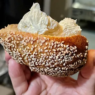 Sesame Bagel with Plain Schmear...a classic