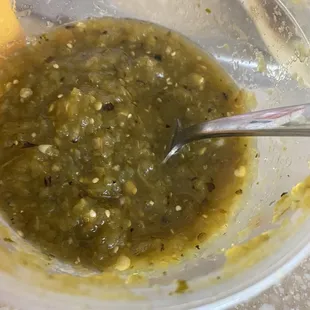 Aww man,  green salsa (molcajete style) was delicious.  Haven&apos;t tasted this good since LA