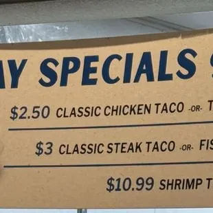 Taco Tuesday Specials