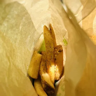 Fries lightly seasoned and tender