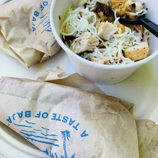 Kids chicken and rice bowl with a side of fries and churro :)