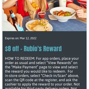I posted this so that people catch this on time... it expires in 2 days. I saved $8 on my Argentinian shrimp bowl. Sign up for app rewards.