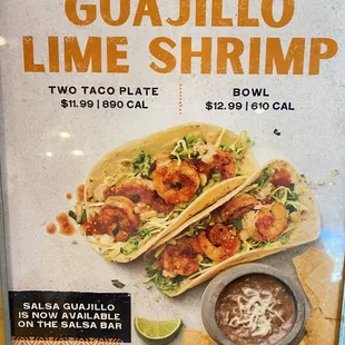 menu, tacos