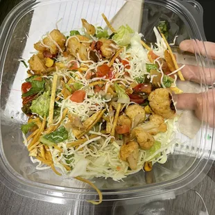 Disproportionate Roasted Veggie Salad. 1/4 of the way full.